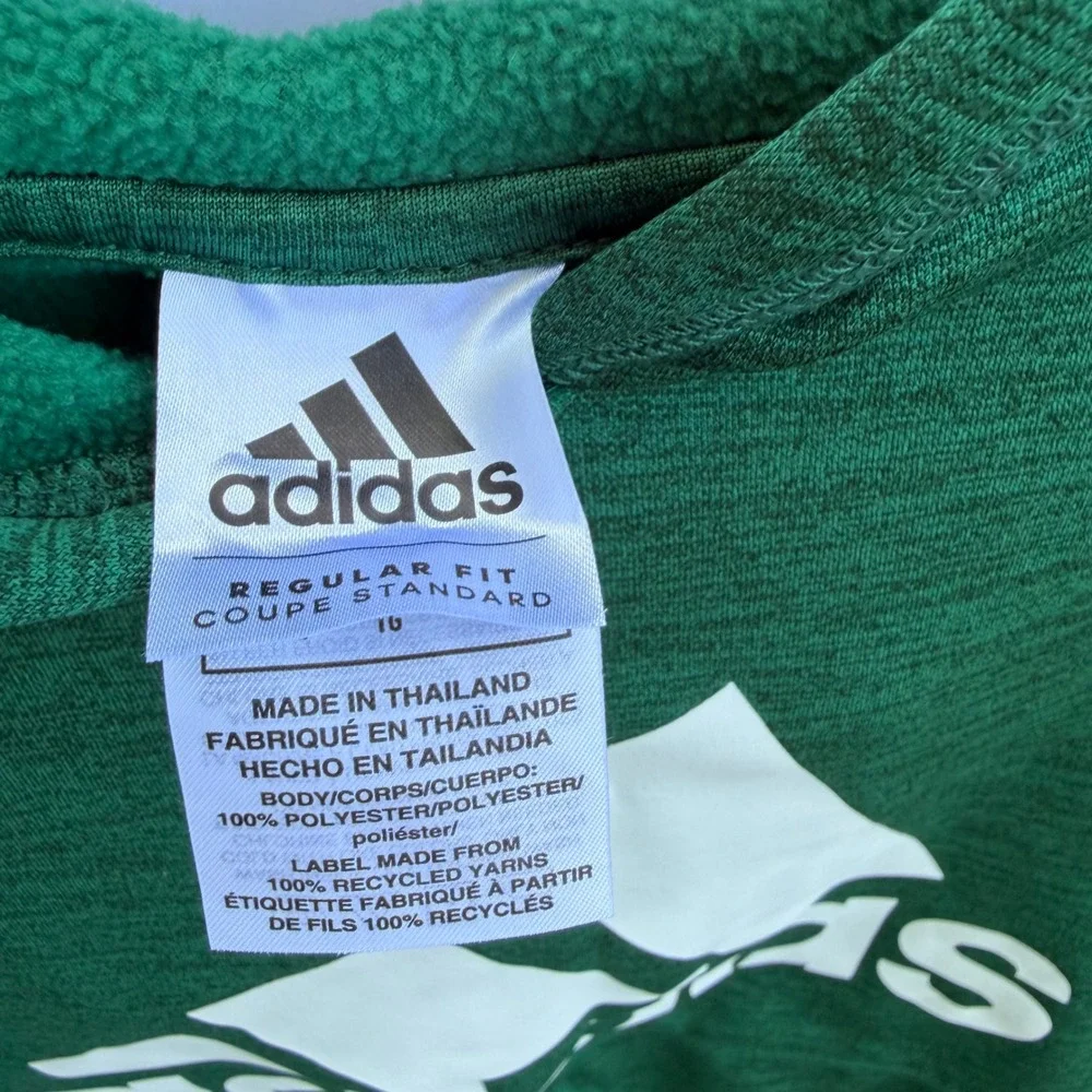 Adidas Boys Green‎ Heathered Hoodie 3-Stripe Pullover Sweatshirt Size XL 18/20